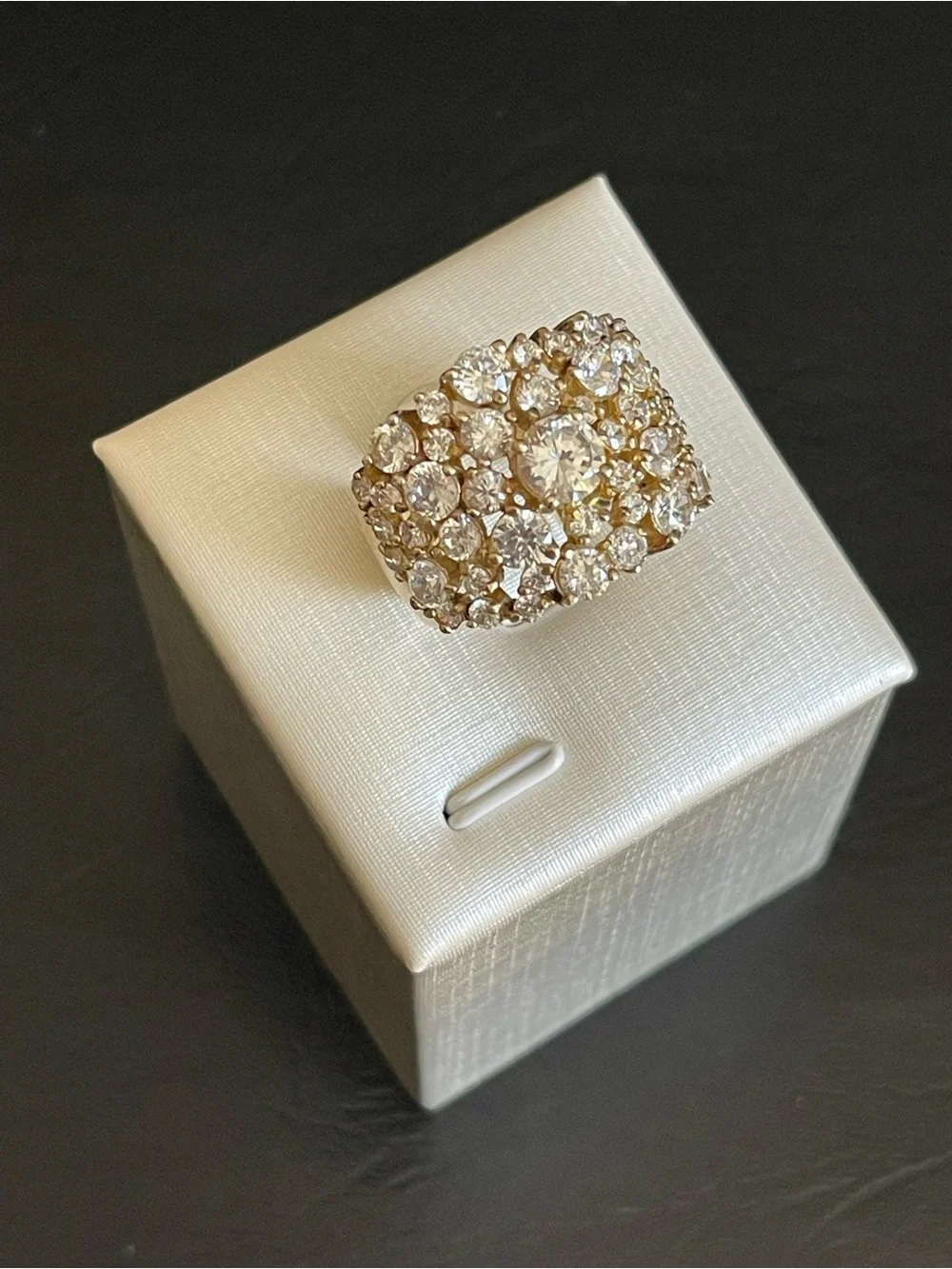 Gold over 925 sterling silver CZ Cluster  Ring.